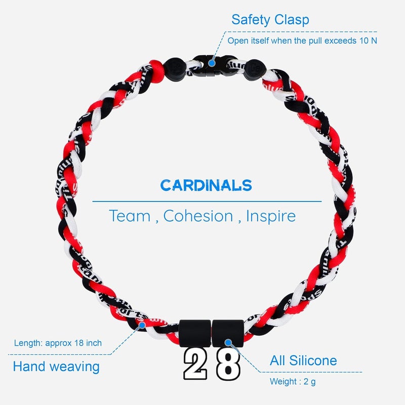 SUPBOMM Baseball Rope Necklaces, League Team Colors Braided Necklace with Number Pendant, Baseball Team Gifts - Image 2